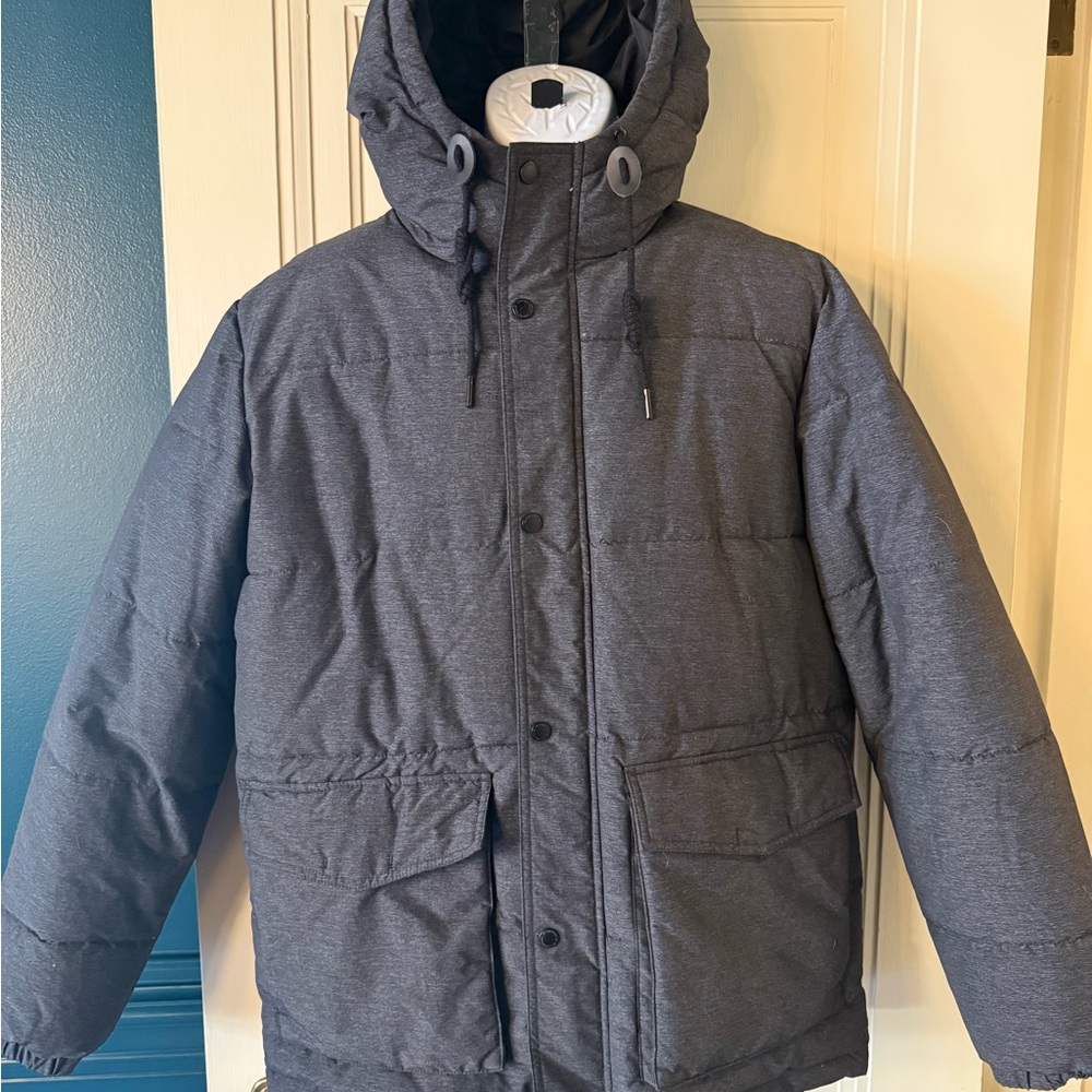 Men's Charcoal Hooded Puffer Jacket